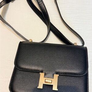 Black Leather Crossbody Bag